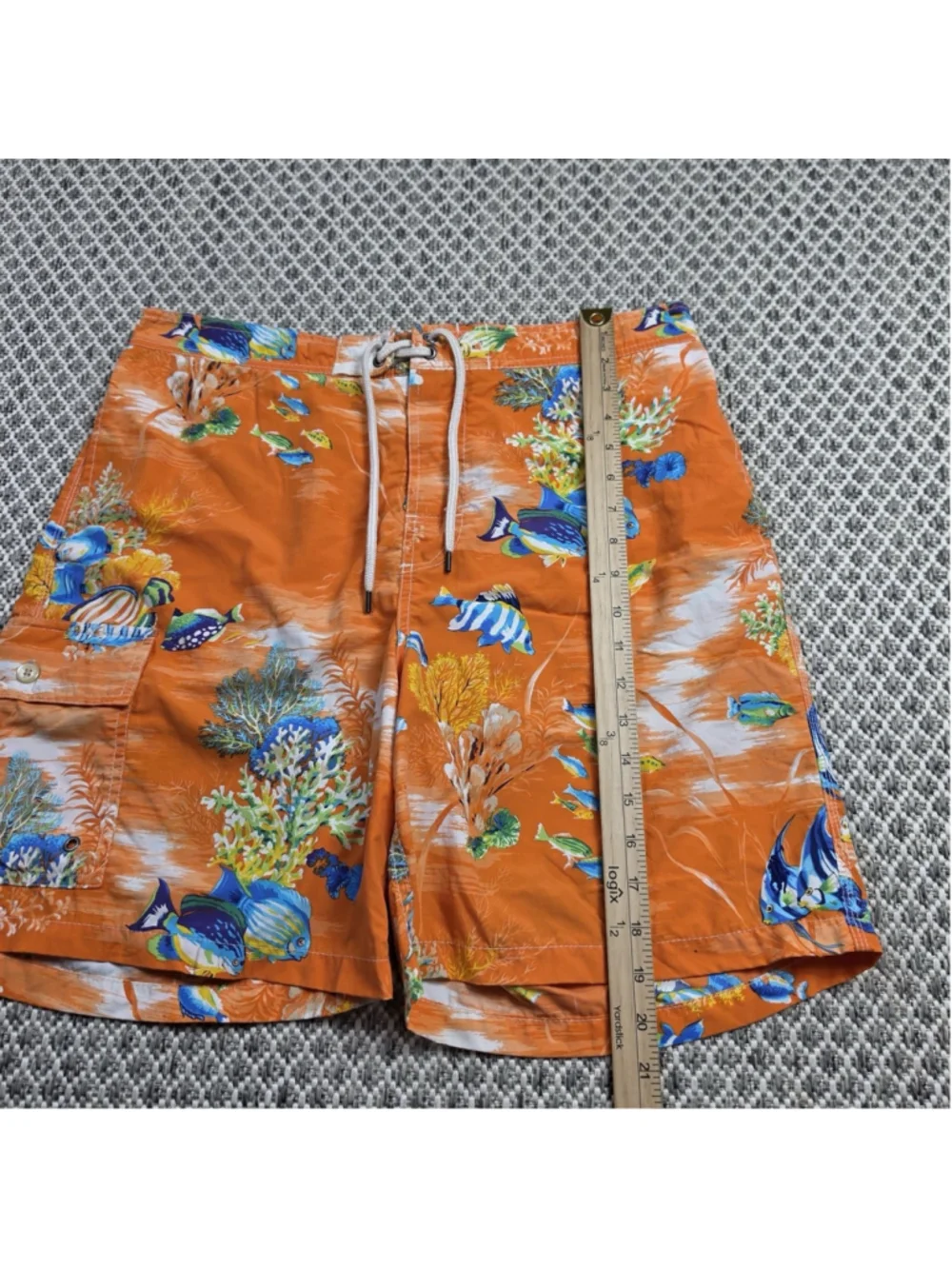 Polo Ralph Lauren Swim Trunks Mens L Orange Tropical Fish Coral Board Shorts
